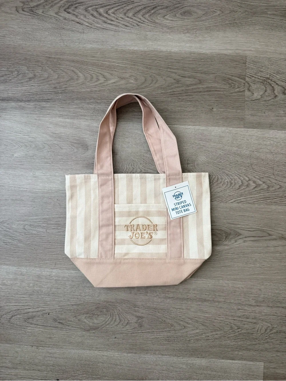 Beige & Cream Striped Mini Canvas Tote Bag